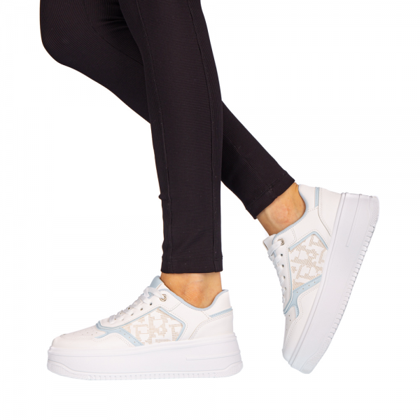 Γυναικεία αθλητικά παπούτσια Asiona λευκά με μπλε - Kalapod.gr
